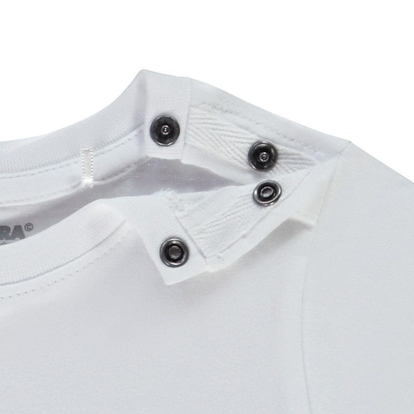 Ensemble 2 pièces t-shirt printé + bermuda avec motif en relief pour bébé garçon - Blanc