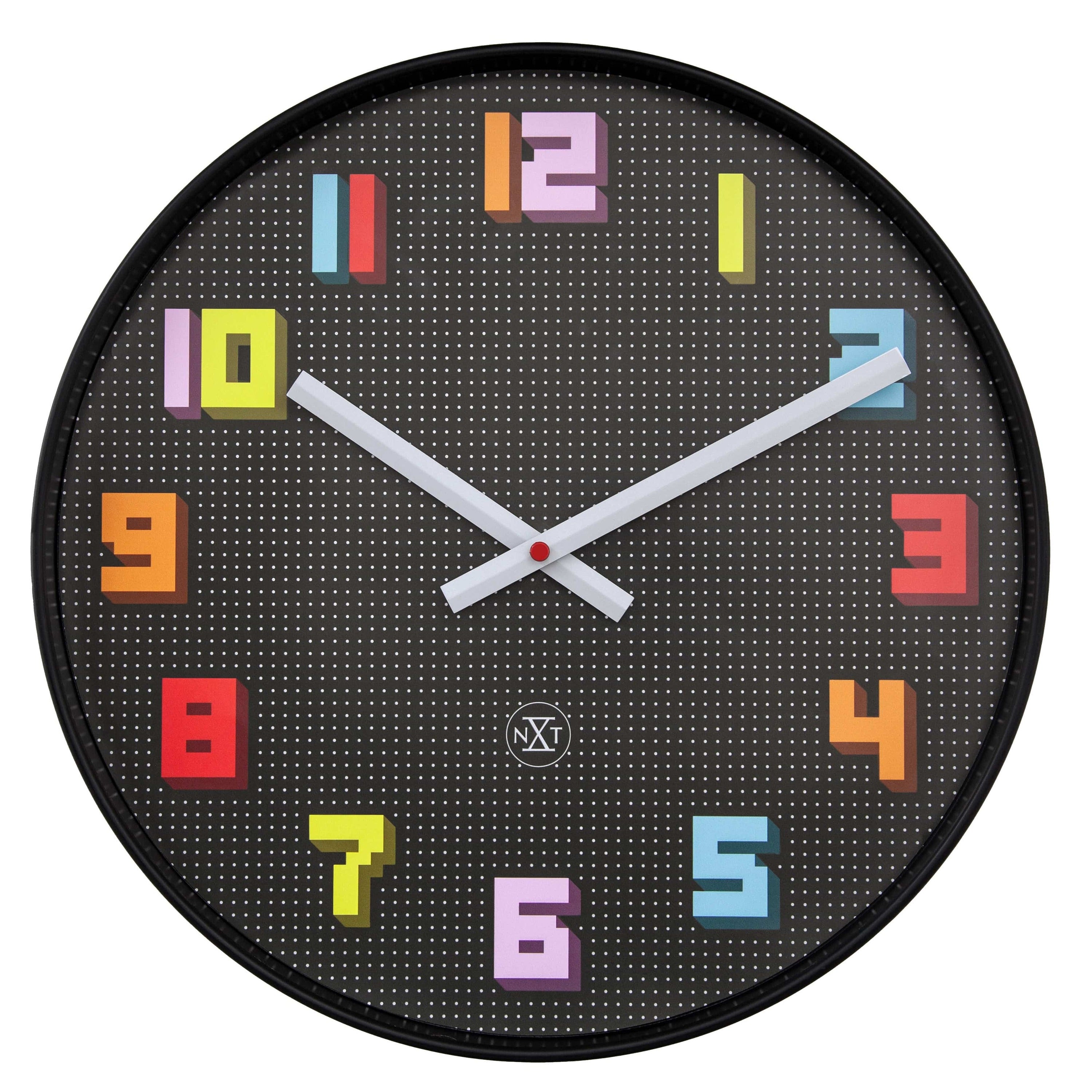 NeXtime - Wandklok 35cm - Stil - Zwart|Multikleur - ABS - nXt 'Game'