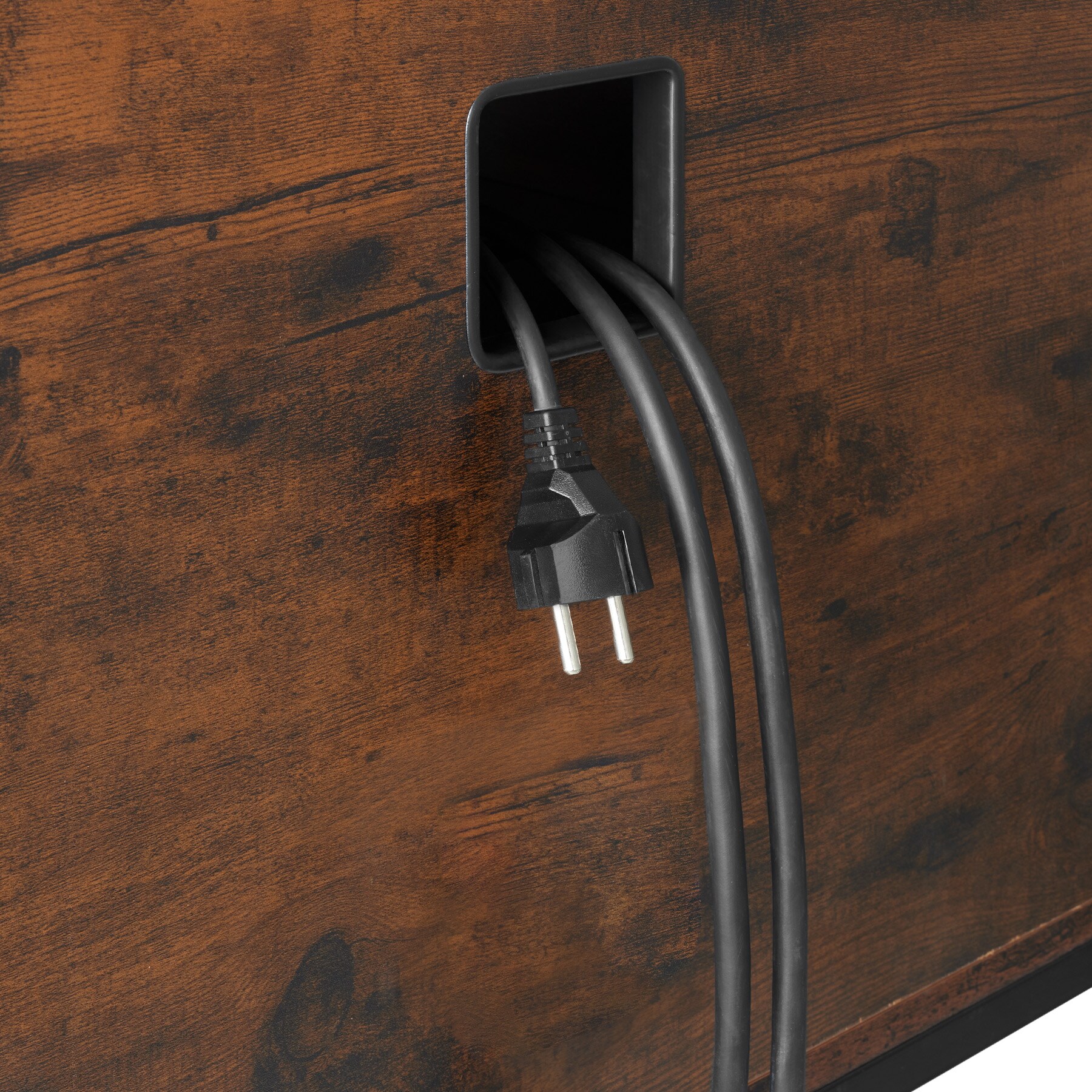 tectake® Sideboard, Industrial Style, 4 offene Fächer, 2 verstellbare Einlegeböden, 4 Kabelaussparungen, 147 x 41 x 60,5 cm