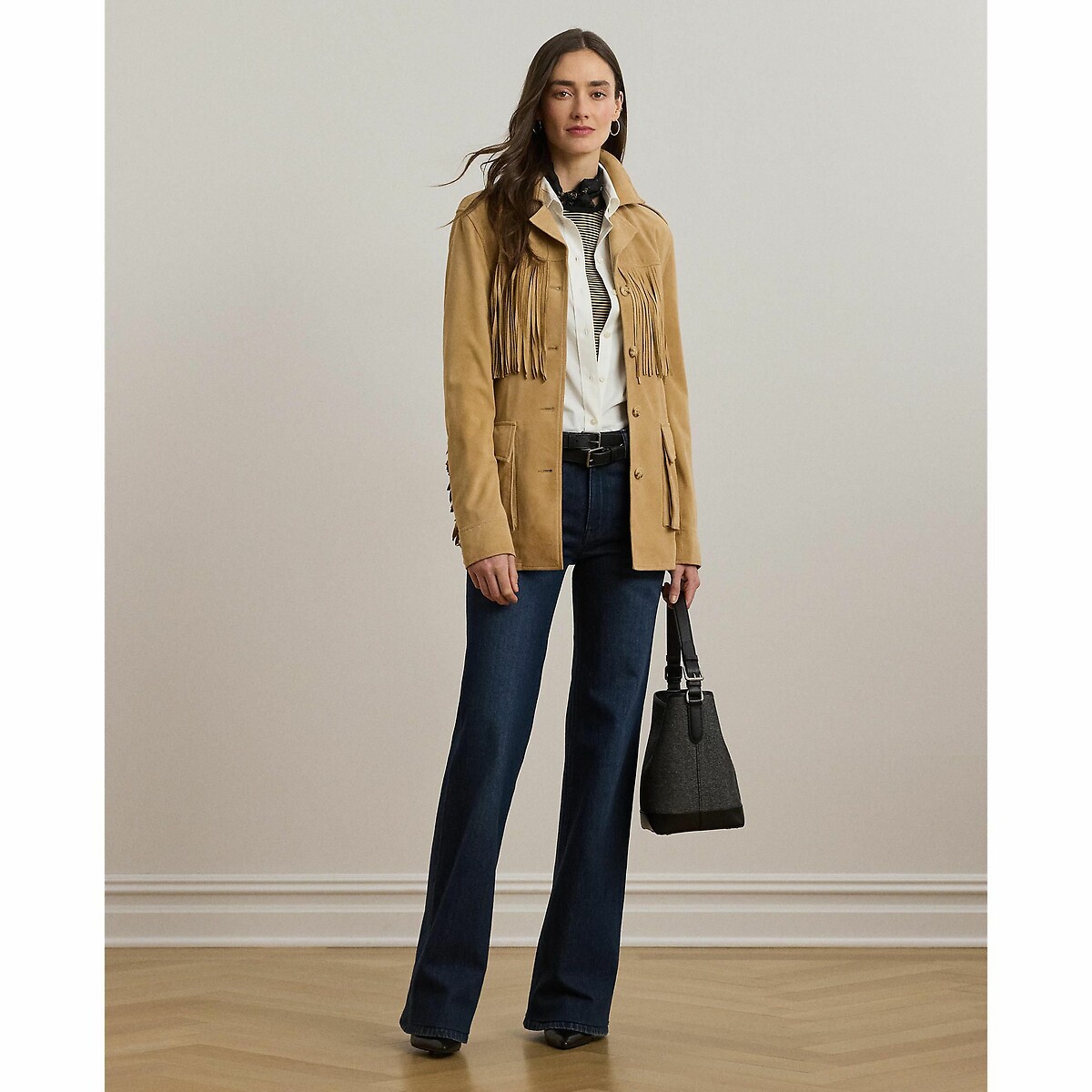 LAUREN RALPH LAUREN<br>Calça jeans flare retrô