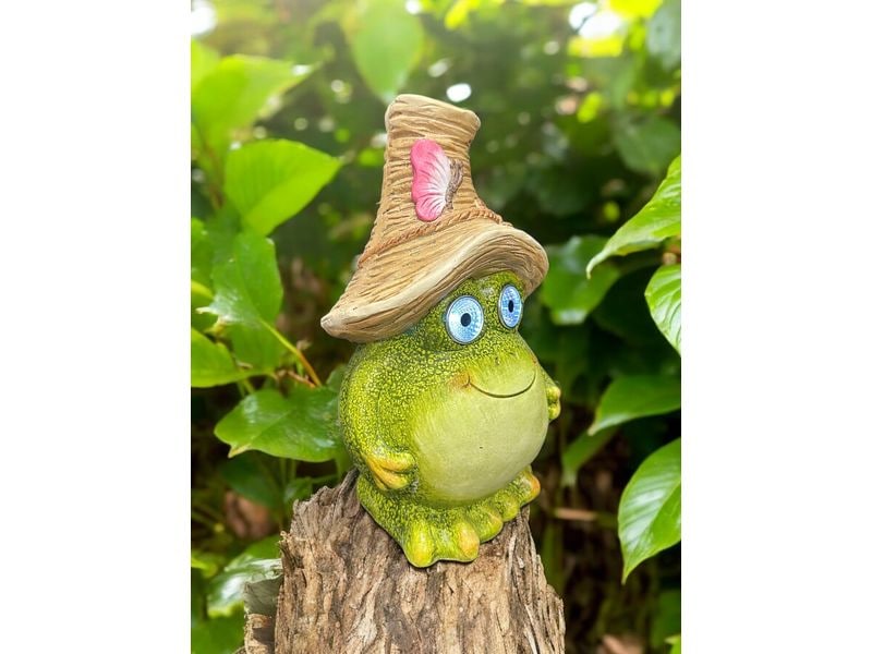 Dameco Solar Figur Frosch Grün LED Solar Figur mit Hut