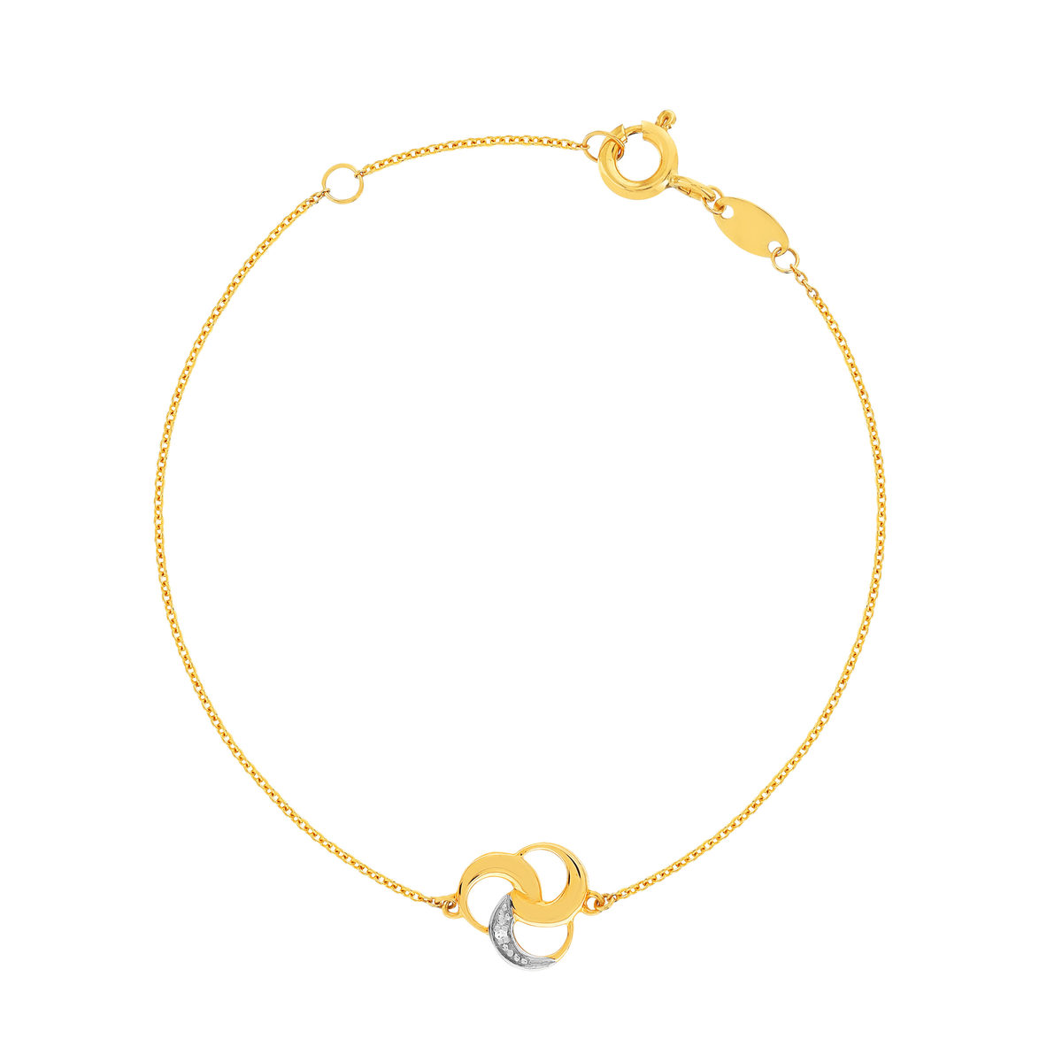 Bracelet or 375 2 tons diamant 18 cm