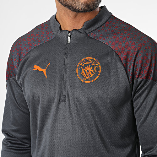 Sweat Col Zippé Manchester City 772858 Gris Bordeaux