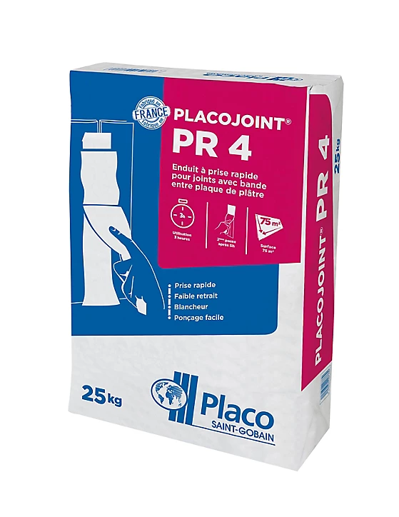 Enduit plaques de plâtre Placo Placojoint PR4 25kg