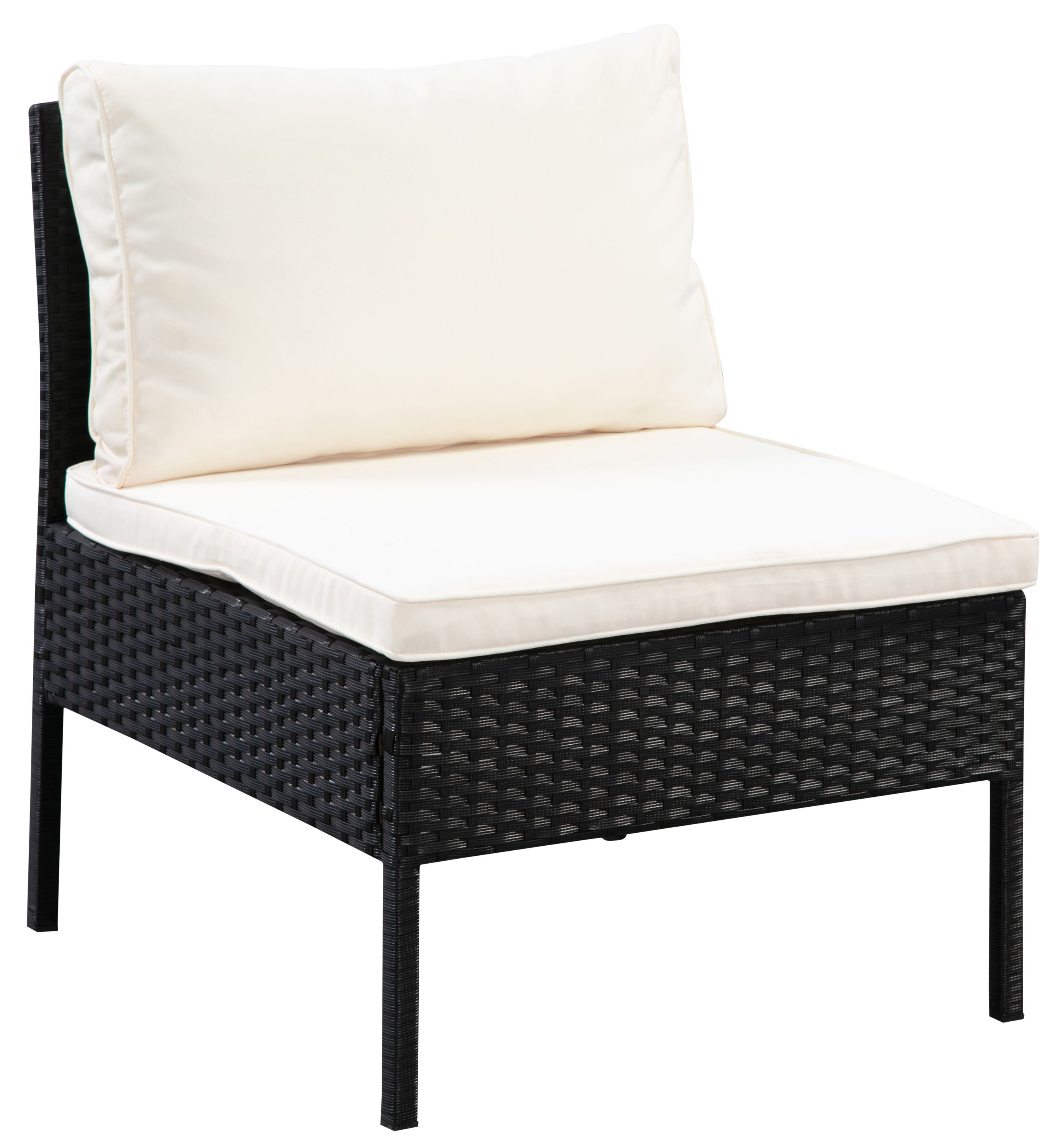 Rattanlounge BARI schwarz/beige