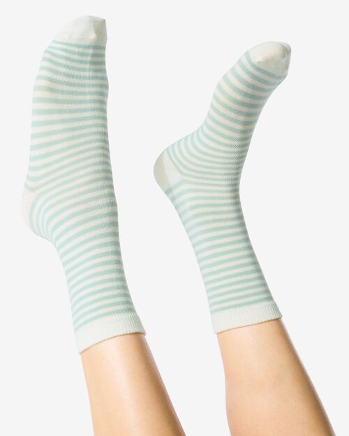 chaussettes Takkie à rayure en coton - 5 paires bleu clair