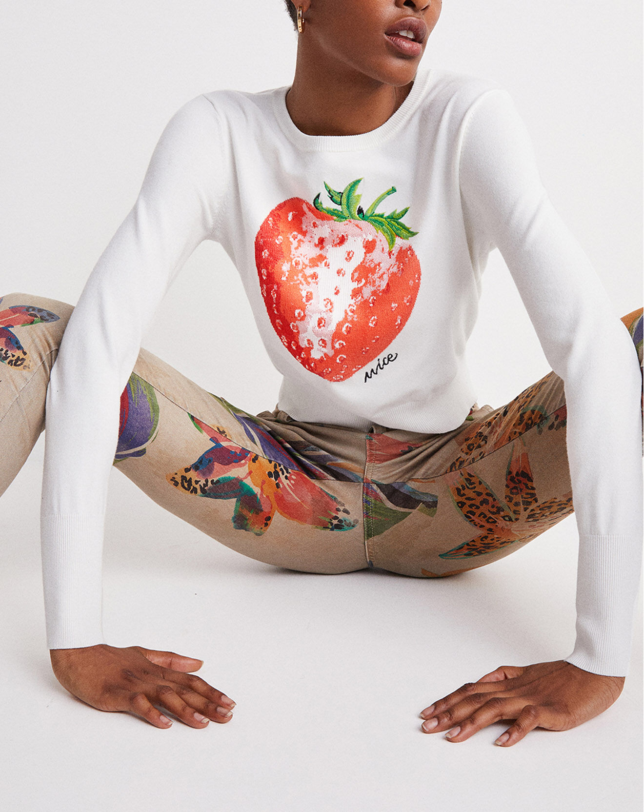 Desigual Pullover Rose blanc