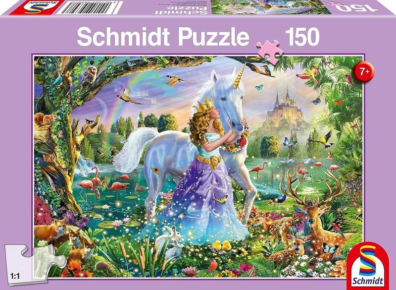 Schmidt - Prinses met Eenhoorn en Kasteel - Puzzel - 150 Stukken