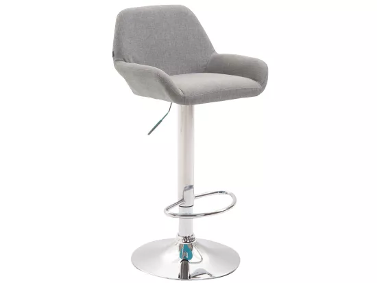 Lot de 2 Tabourets de bar - Tissu & Métal chromé - Gris - Braga