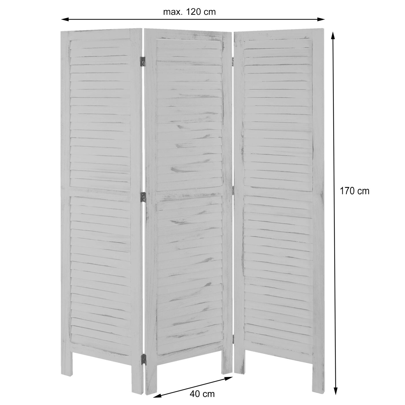 Paravent MCW-G30, Trennwand Sichtschutz Raumteiler, Shabby-Look 170x120cm ~ grau