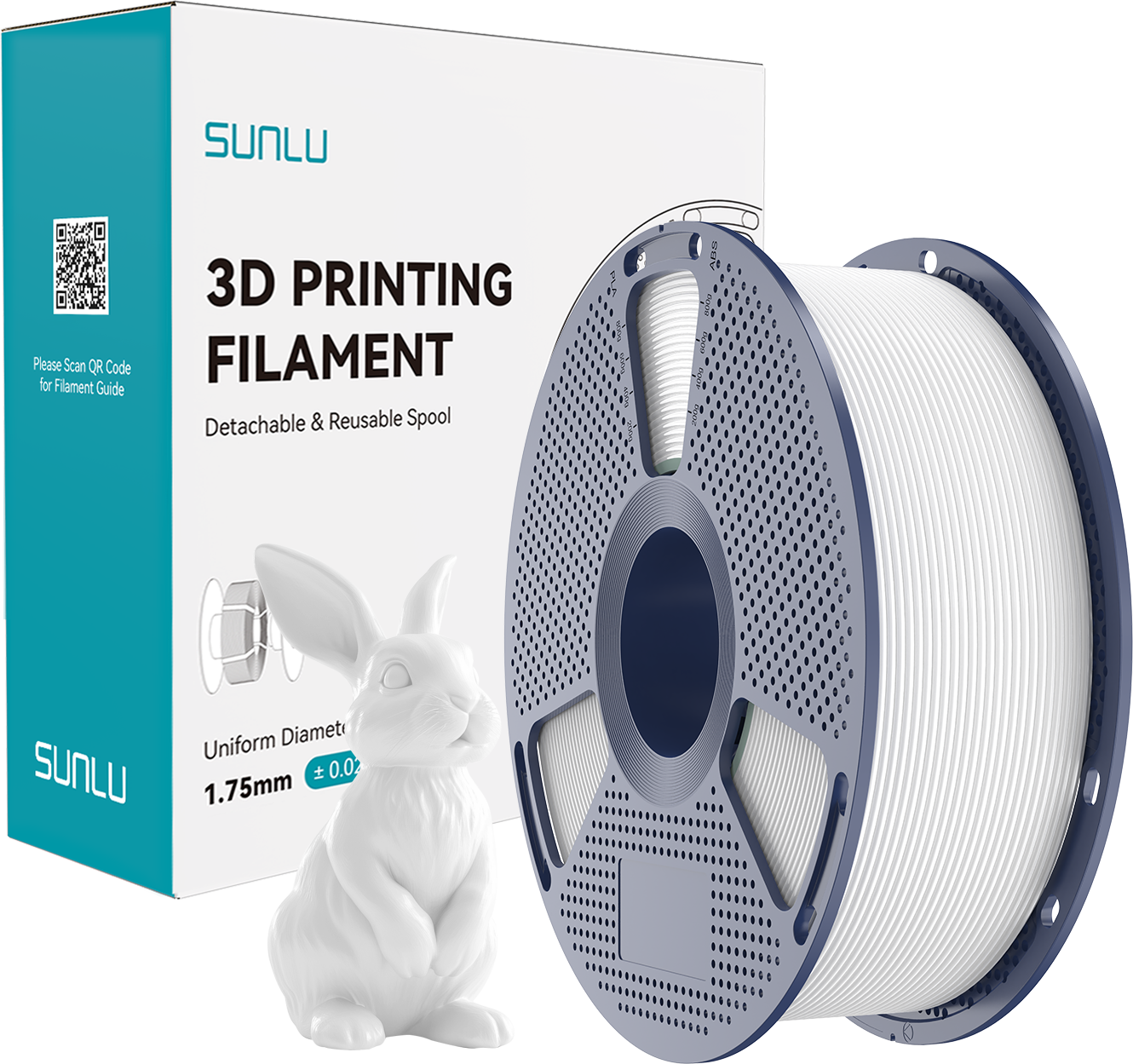 SUNLU  PVB White, 1,75 mm / 1000 g    Filament für makellos glatte, keramikähnliche Oberflächen in White