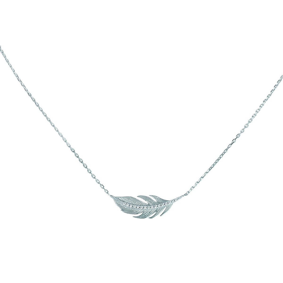 Collier Brillaxis plume brillante argent
