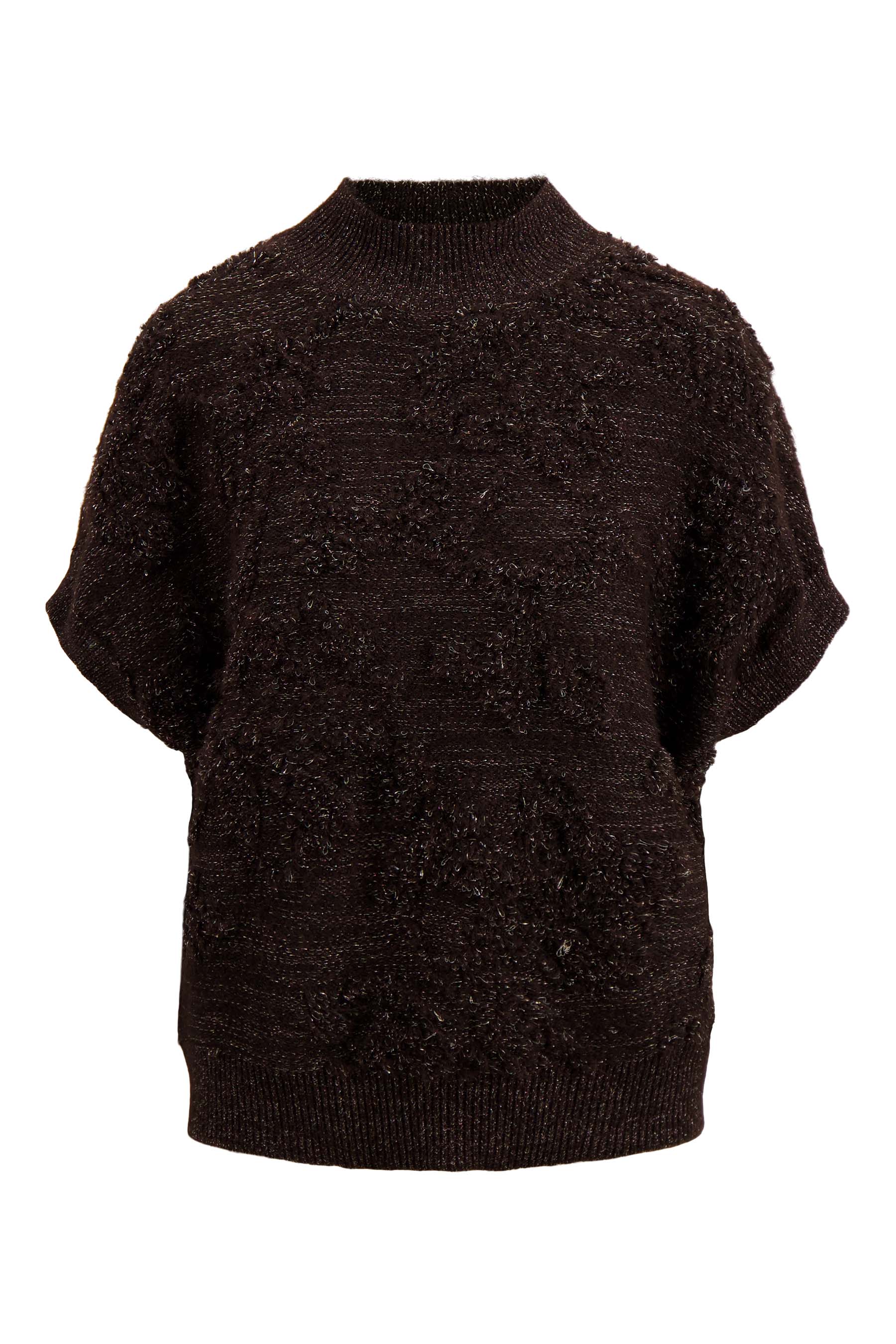 mouwloze trui met lurex jacquard