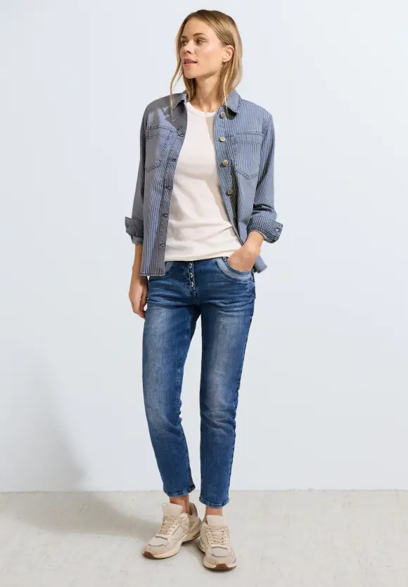Jeans Overshirt - mid blue wash