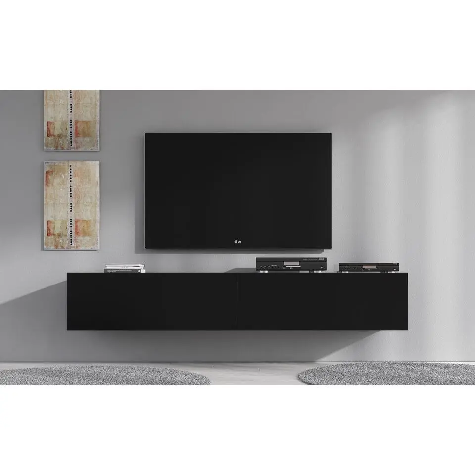 Meubella - TV-Meubel Flame XL - Mat Zwart - 180 cm