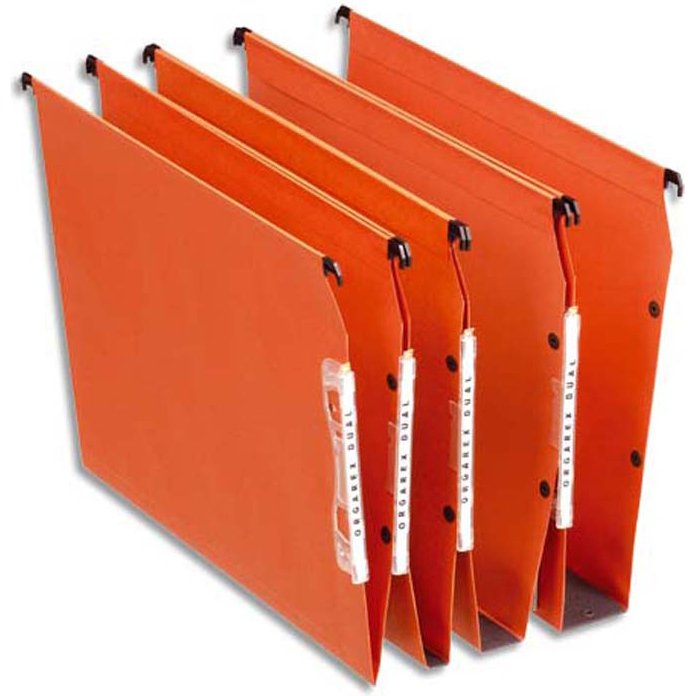 Dossier suspendu esselte dual kraft lmg 220g armoire entraxe 330mm h275mm fond 15 coloris orange boîte 25 unités