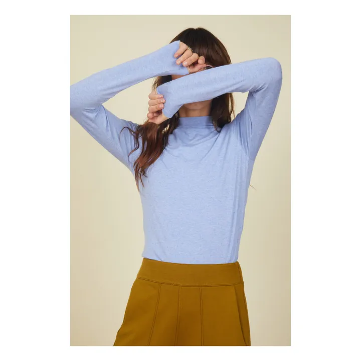 SMALLABLE BASICS Col Roulé Femme Manches Longues en Modal | Bleu ciel