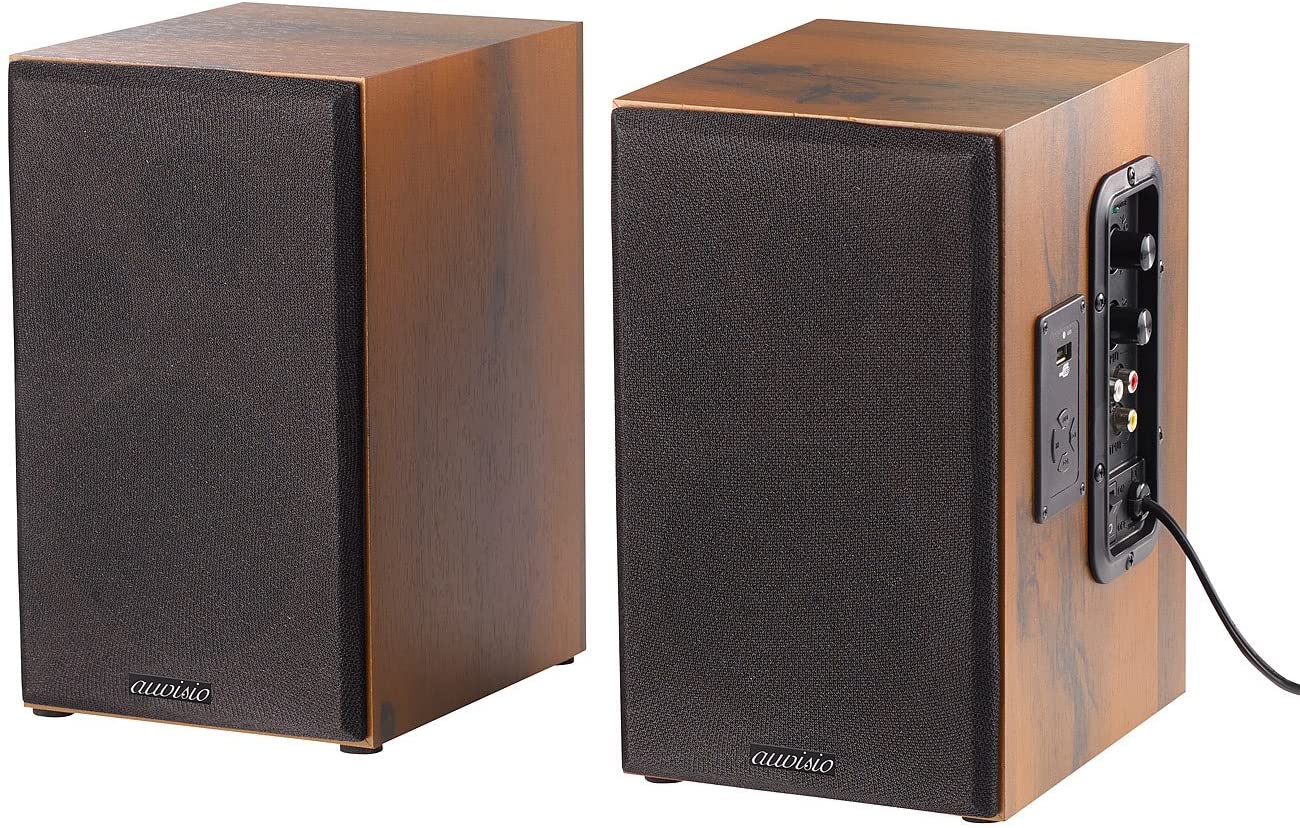 auvisio MSS-90.usb Lautsprecher Holz Gehäuse Aktiver Stereo-Regallautsprecher Bluetooth