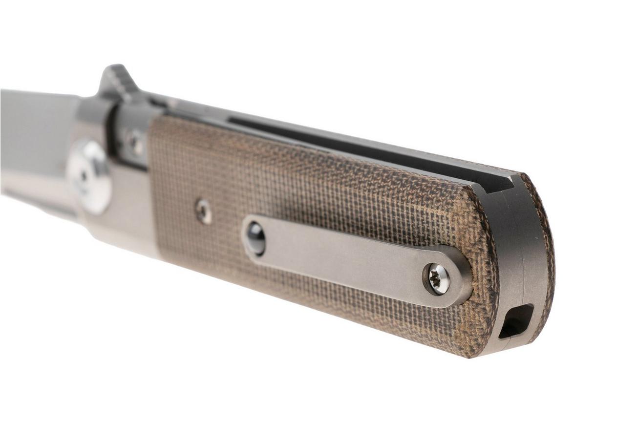 Liong Mah Tanto One, Bead Blasted M390, Green Micarta Titanium, zakmes