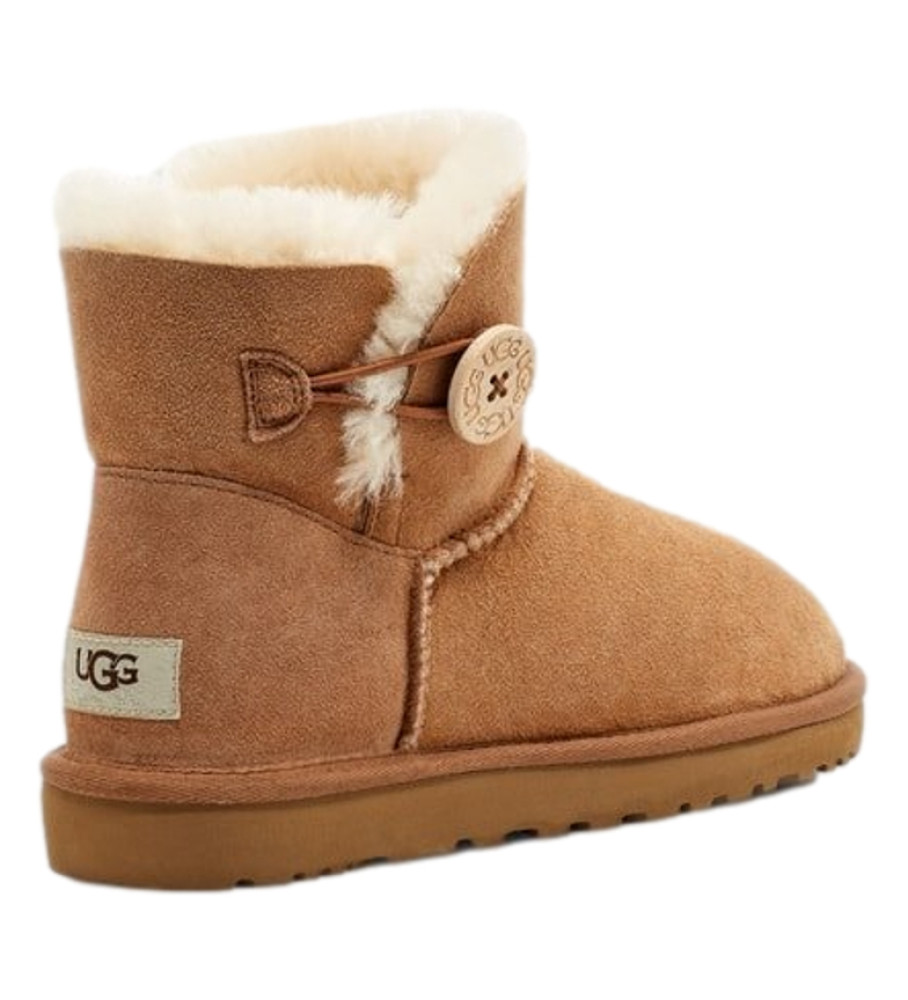 Botas UGG Mini Bailey Button II em couro cor camelo