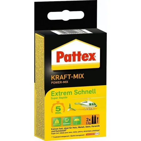 Pattex Zweikomponenten-Kleber Kraft-Mix, extrem schnell aushärtend, 2 Tuben mit je 12 g