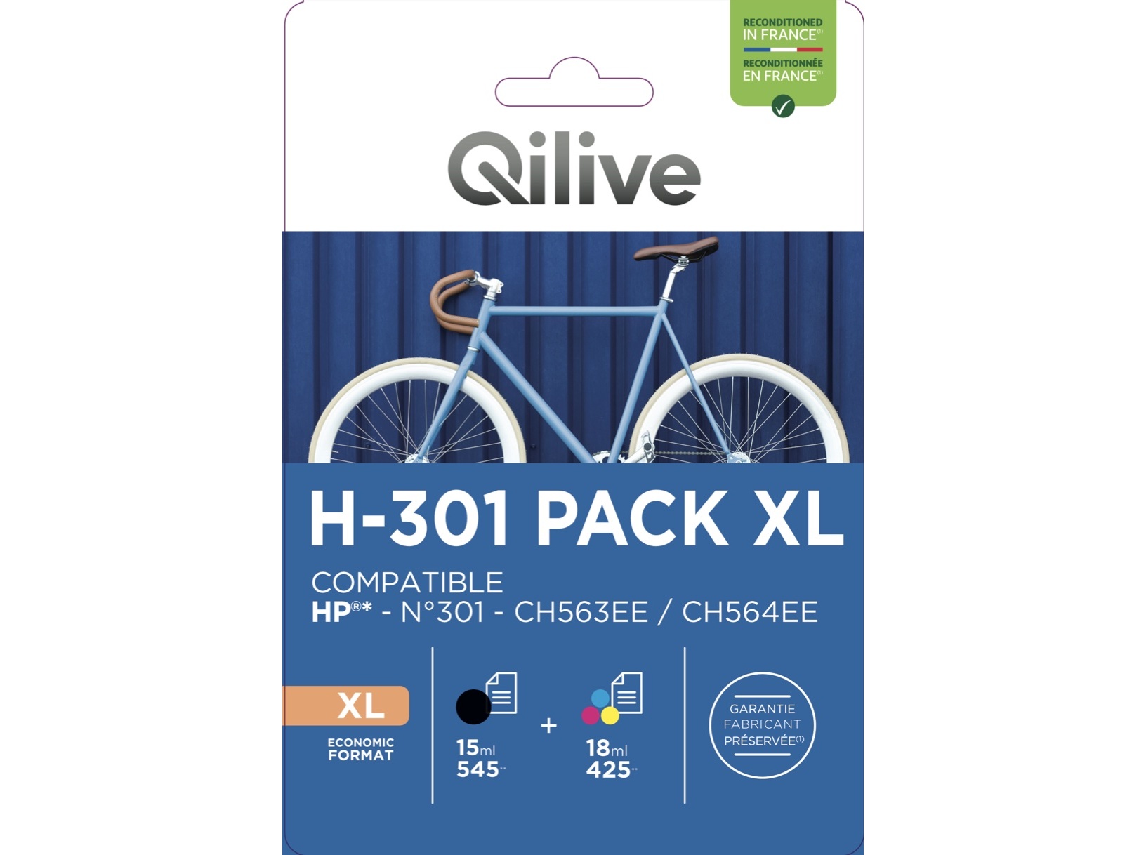 TINTEIRO QILIVE 301 PRETO   COR PACK XL HP