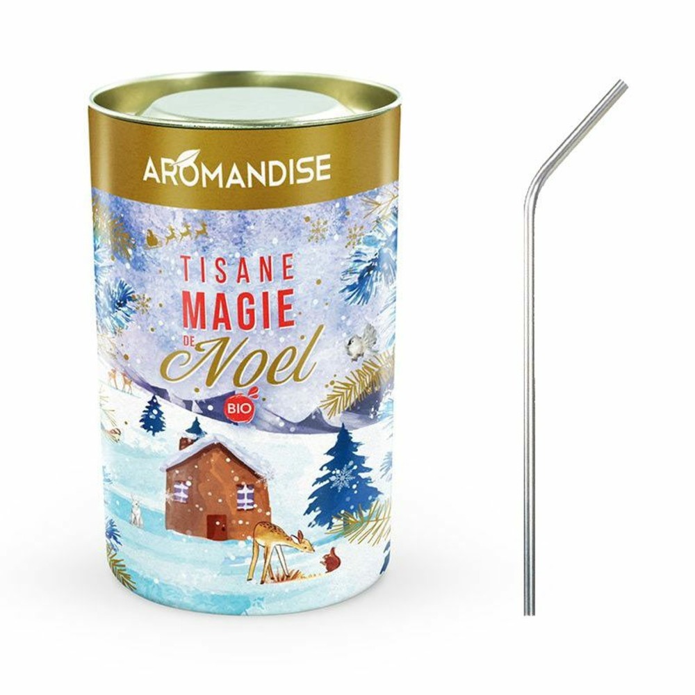 Tisane bio magie de noël + 4 pailles en inox