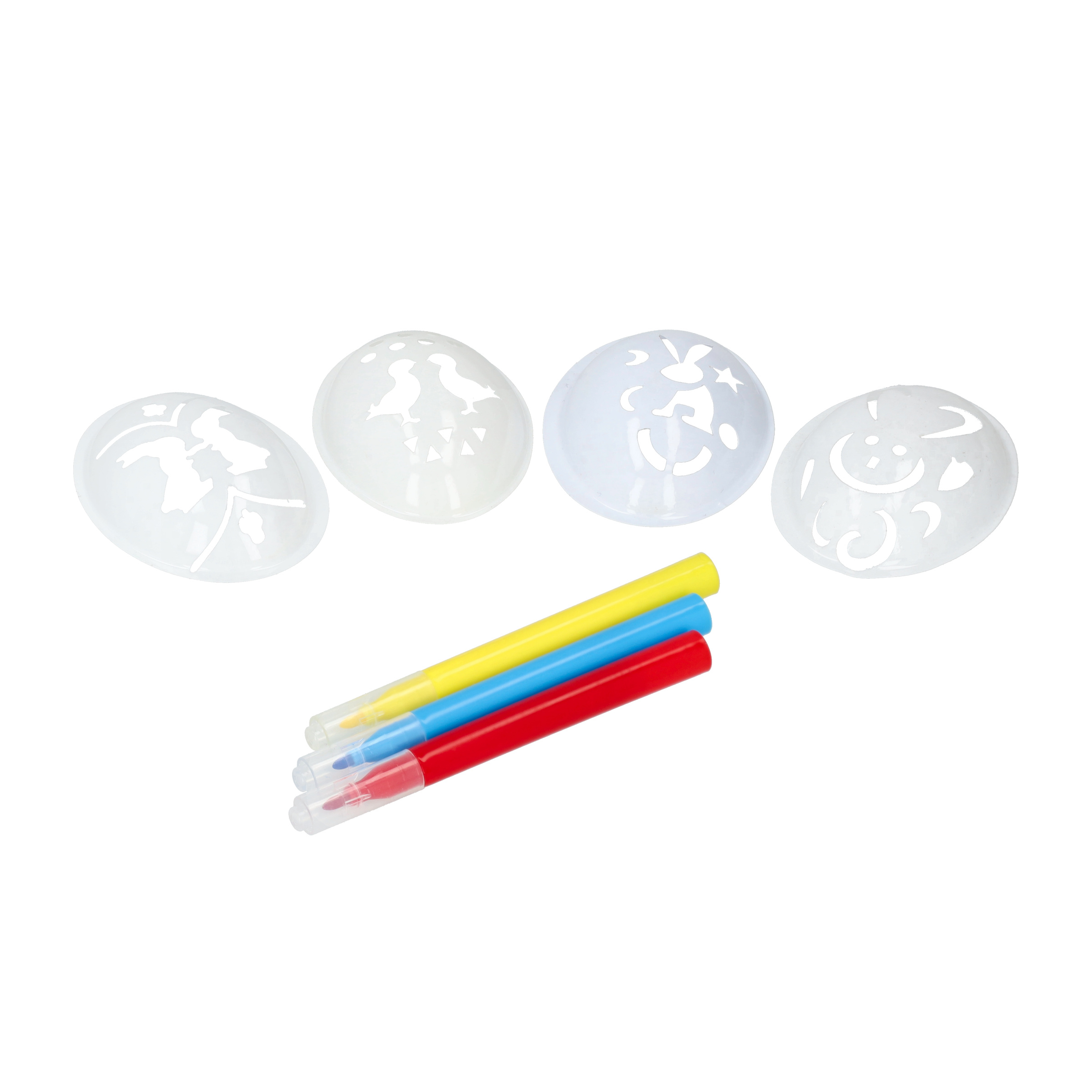 (7-tlg. Set) Kinder Ostereier Mal Schablone DIY Eier Bastel Vorlage inkl. Faserstifte - Hase / Küken