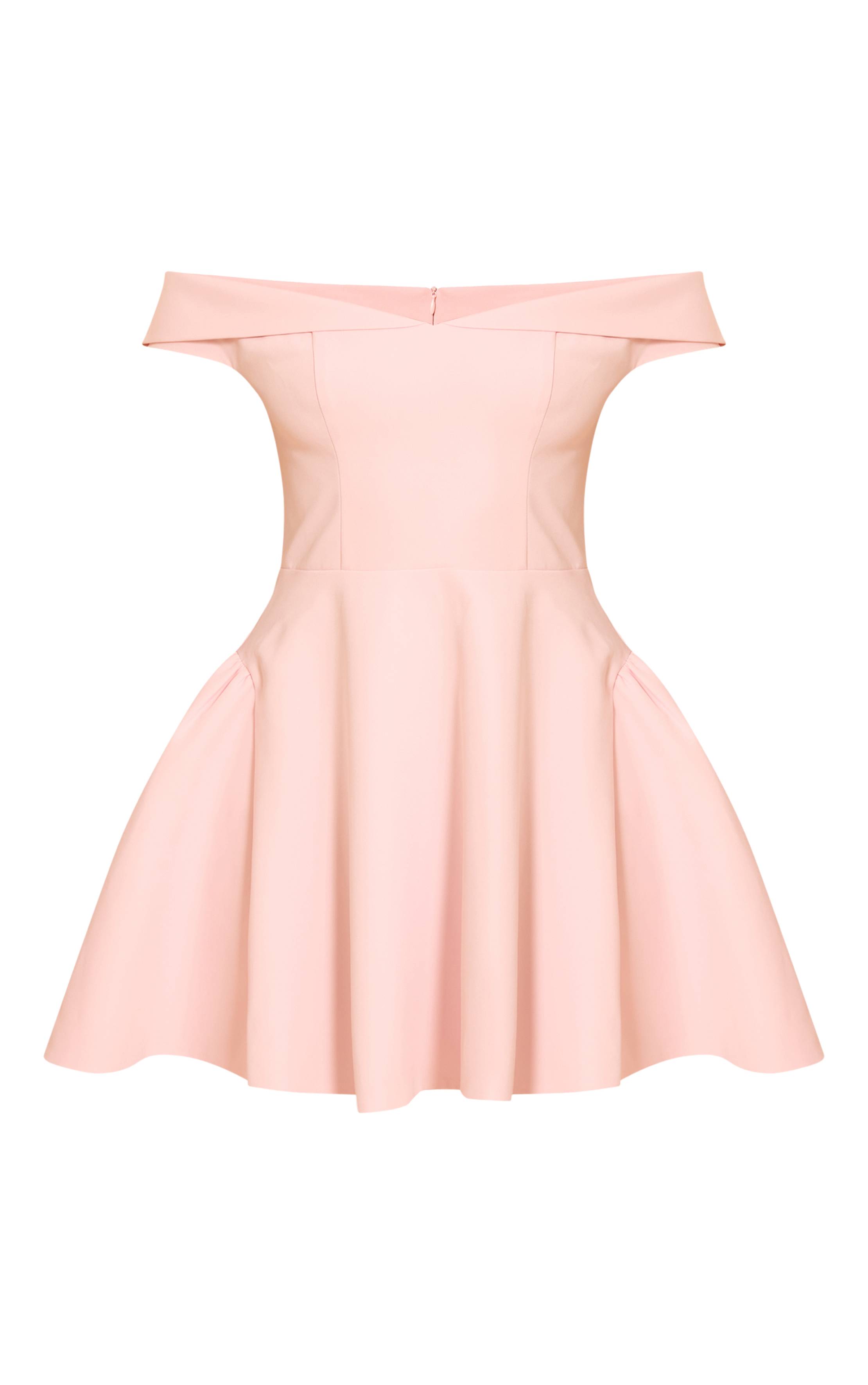 Rose Pâle Robe Droite Bardot À Col Replié