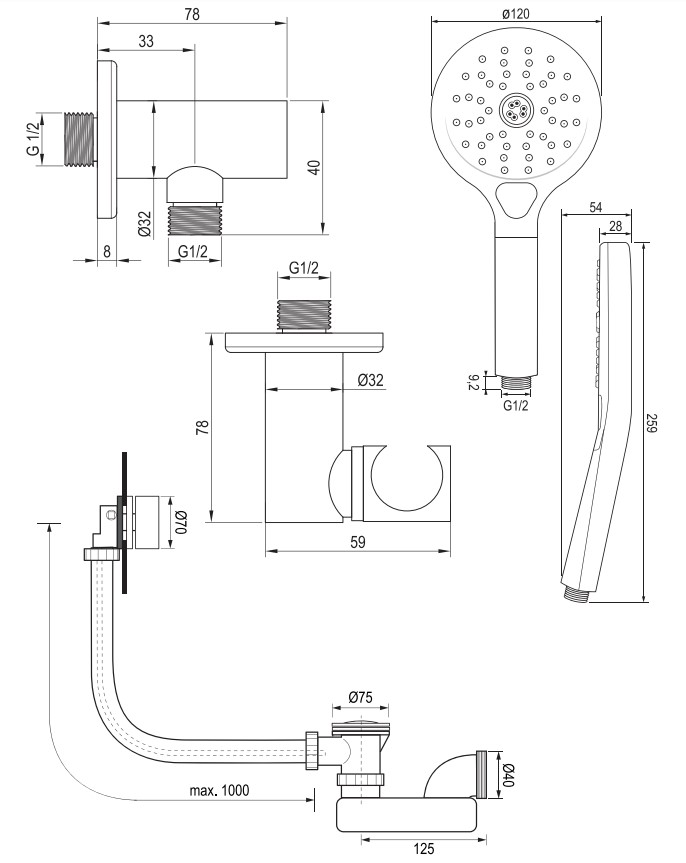 Brauer Chrome Edition inbouw badkraan met badvulcombinatie en 3 standen handdouche chroom