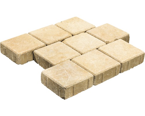 Plaveisel, vierkante plaveisel, Caravel beige-melange, antiek getrommeld, 16 cm x 16 cm x 6 cm