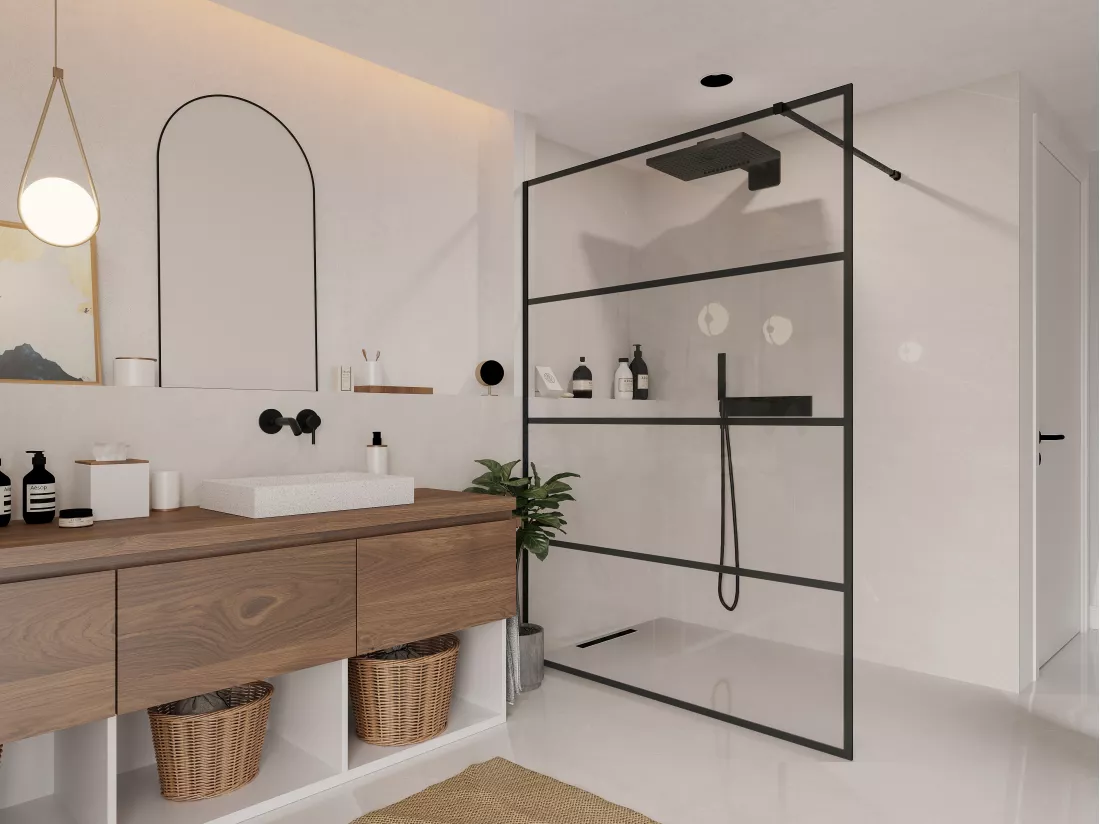 Paroi de douche à l'italienne style industriel - 140 x 200 cm - INAYA II