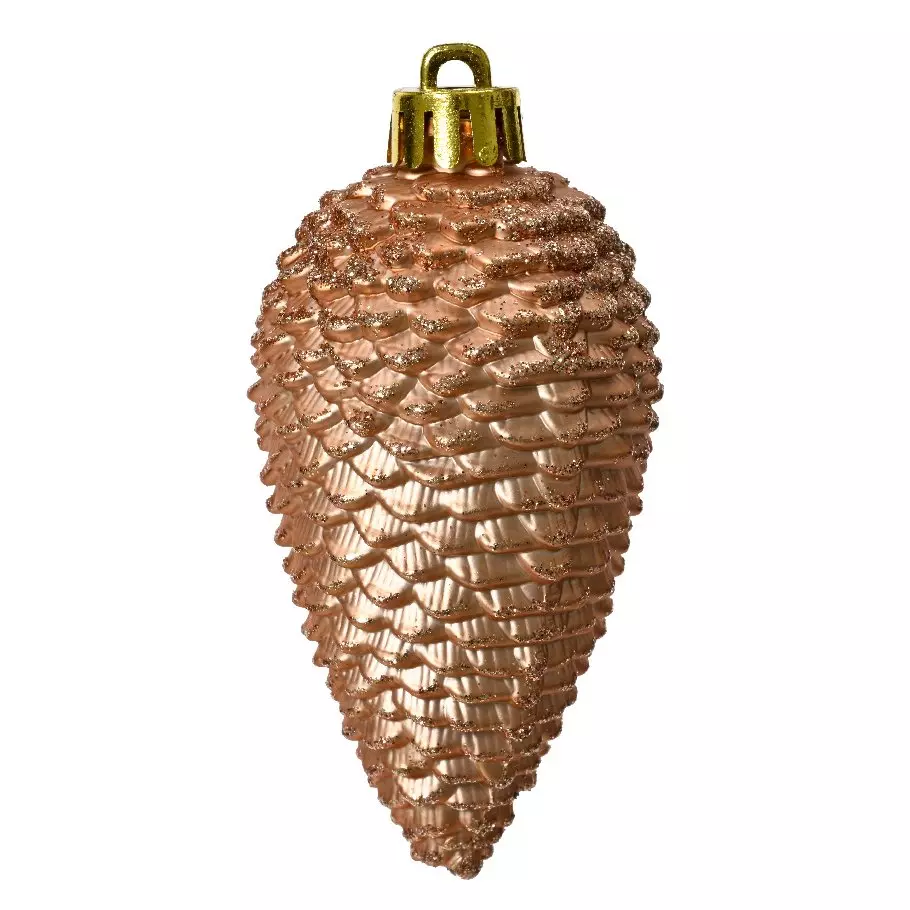 Lot de 6 pommes de pin à suspendre (H8 cm) Alpine Rose pétillant