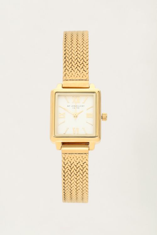 Vierkant horloge met gevlochten schakelband