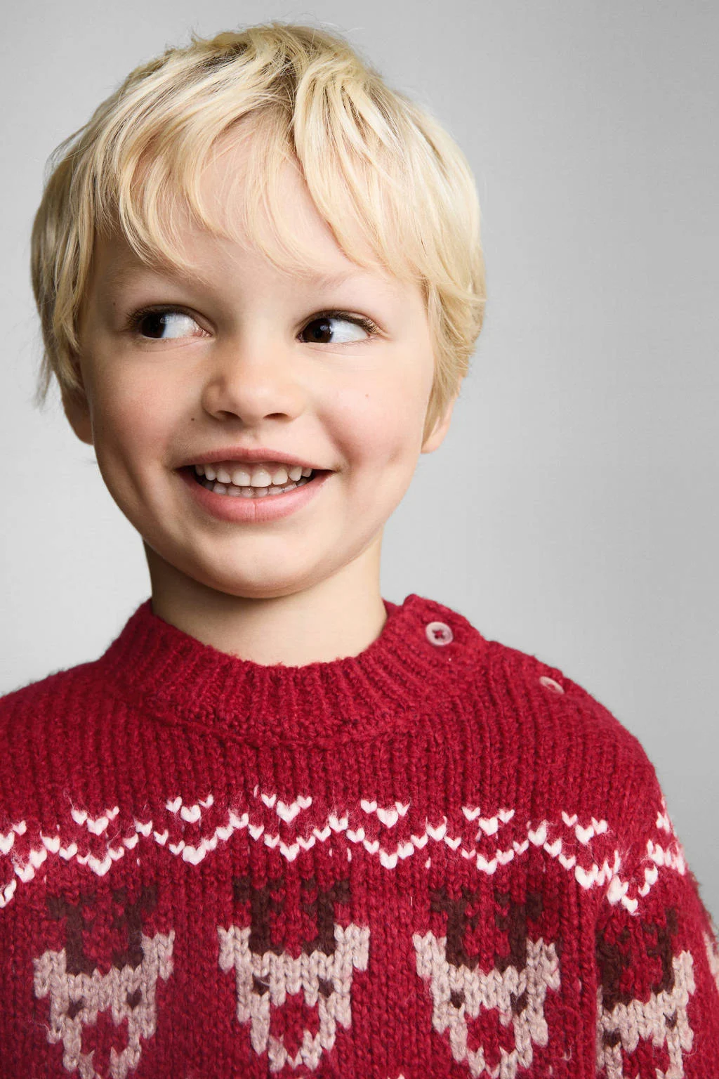 Mango Kids kersttrui rood gebreid