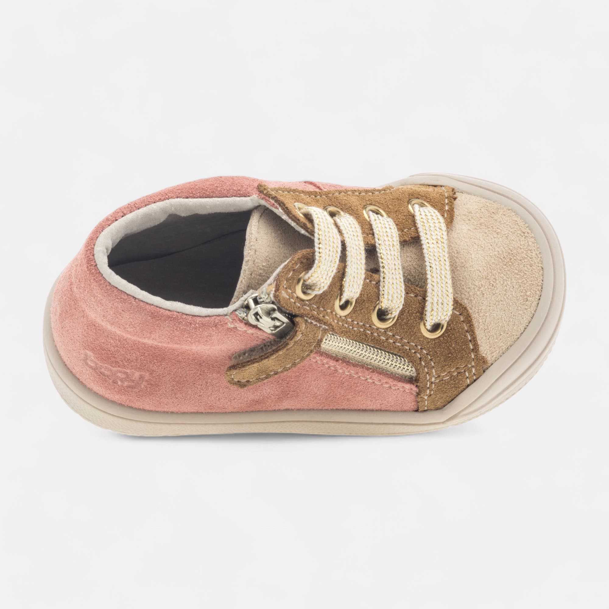 Baskets hautes Bébé fille en cuir rose