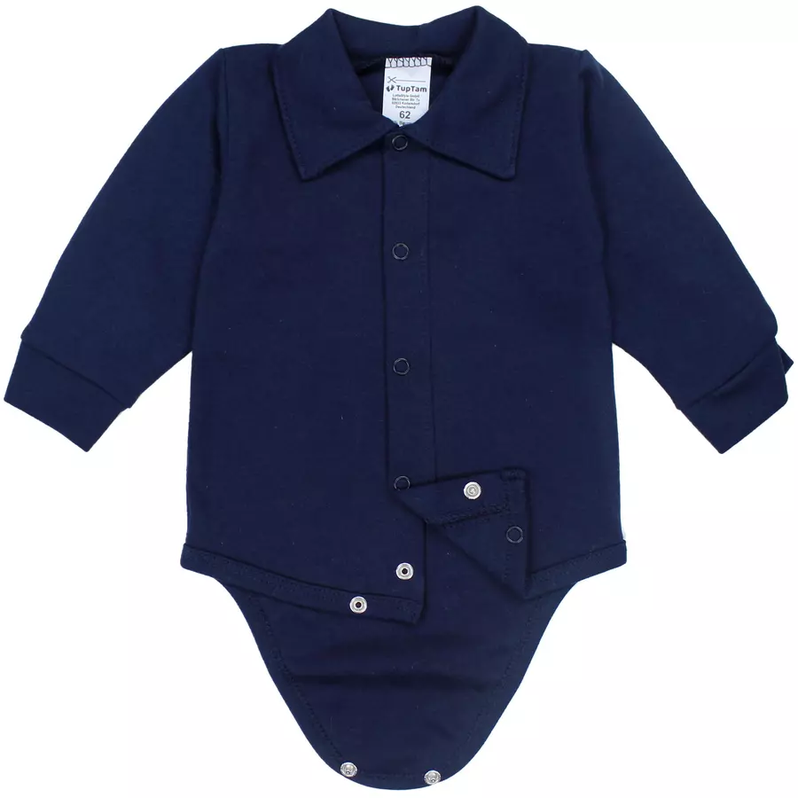 TupTam Baby Jungen Langarm Kurzarm Body mit Kragen dunkelblau