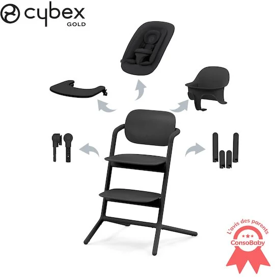 Chaise haute Lemo 4-en-1   Stunning black        de               CYBEX