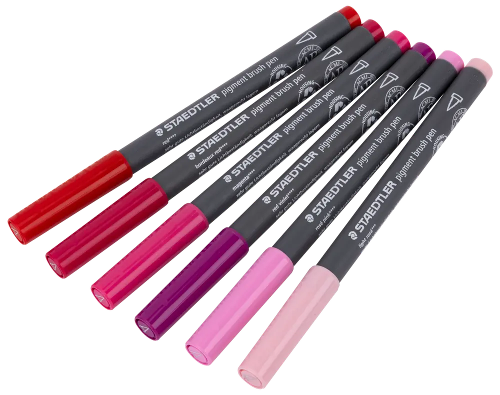 Staedtler Pensel tusch pigmentart rød/pink 6-pak