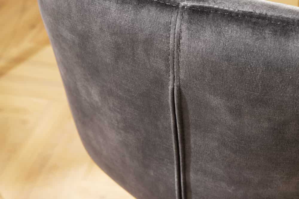 Drehbarer Barhocker PAPILLON grau Samt Barstuhl mit Lehne schwarze Metallbeine
