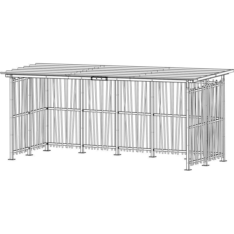 Abri ouvert 2 x 5 m Modèle bambou