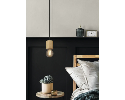 Hanglamp, 1-lichts, H 110 cm, bruin/zwart
