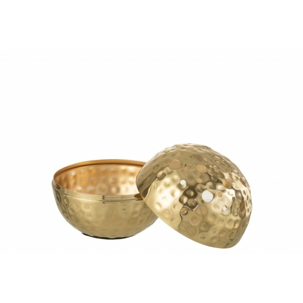 Vase boule avec trous en métal doré 15x15x9 cm