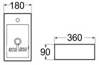 Mueller Mini Apa rechts fontein 360x180x90 mat wit