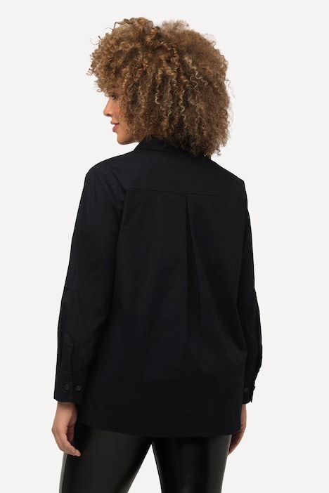 Hemdbluse, Ripsband, Schnalle, Hemdkragen, Langarm