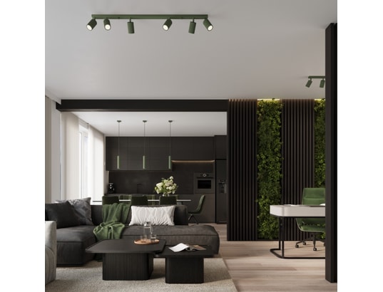 SOLLUX LIGHTING - Suspension Lampe suspendue karbon 1 vert olive