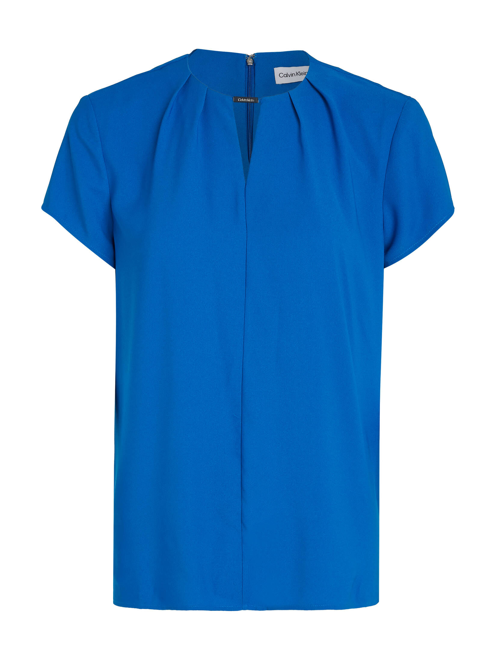 CALVIN KLEIN| Damen Bluse METAL BAR SHORT SLEEVE BLOUSE Kurzarm