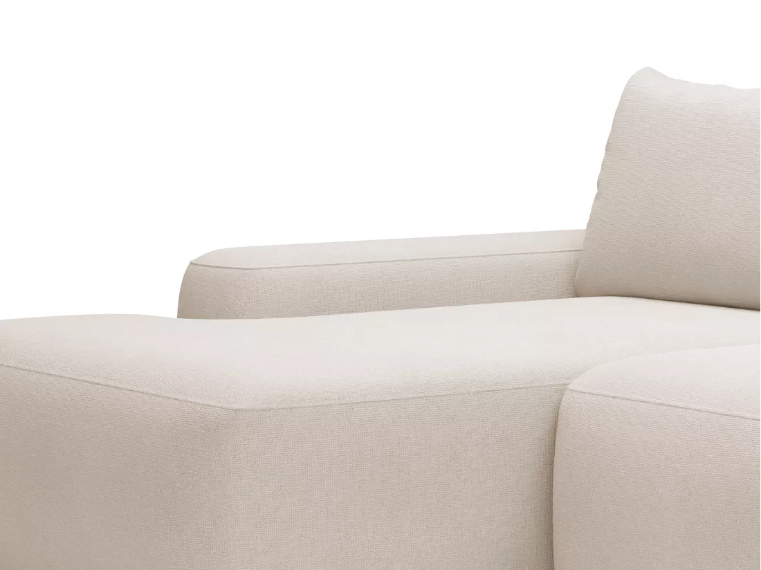 Canapé d'angle gauche convertible en tissu texturé beige DAVISO
