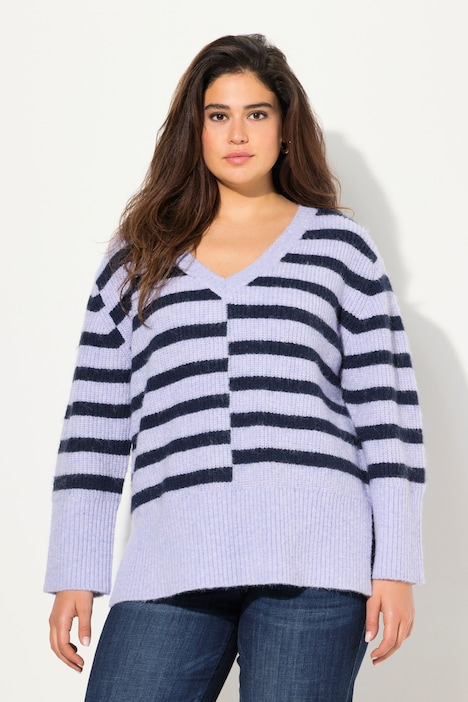 Pullover, Ringel, Oversized, Rundhals, Langarm