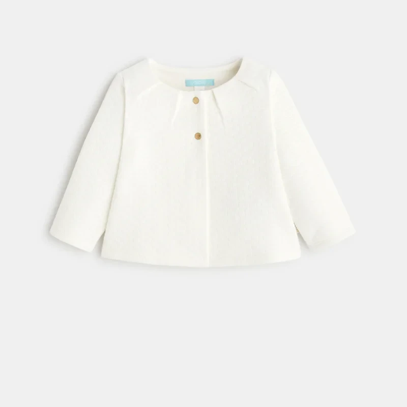 Gilet maille gaufrée blanc bébé fille Blanc